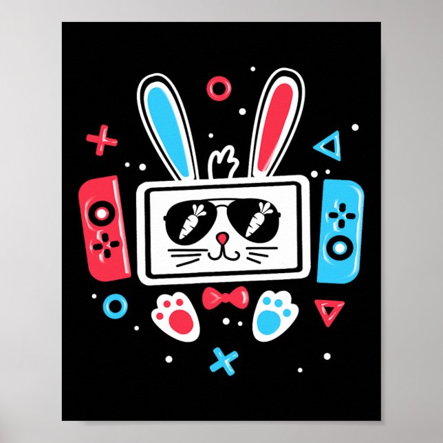 Video Game Easter Bunny Gaming Controller Gamer Bo Poster (Front)