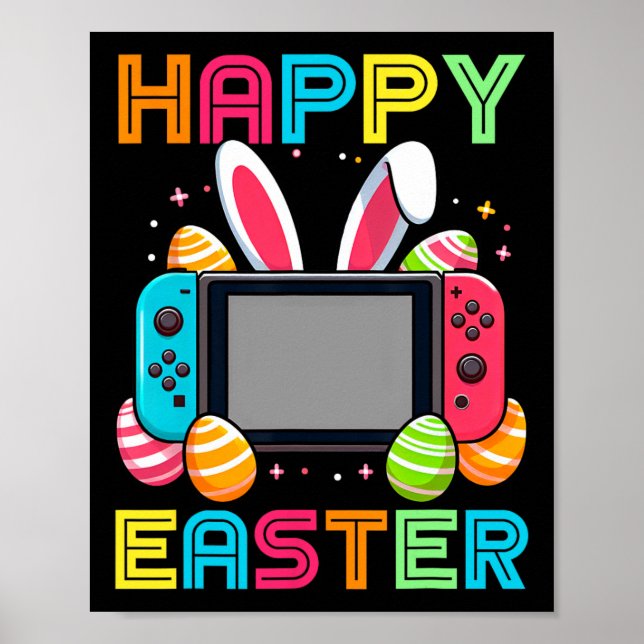 Video Game Easter Bunny Gaming Controller Gamer Bo Poster (Front)