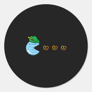 Video game eating pretzels gamer boys kids men  classic round sticker