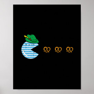 Video Game Eating Pretzels Gamer Boys Kids Men Poster