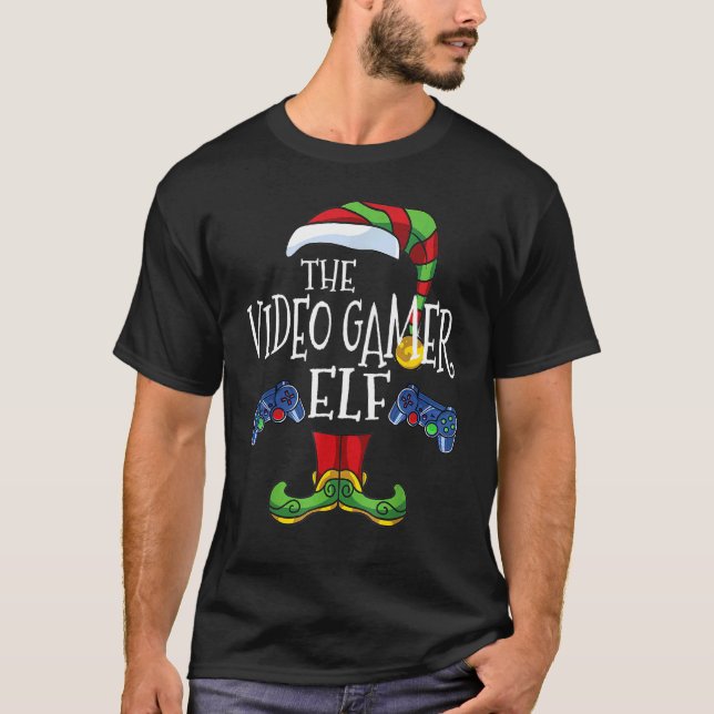 Video game Elf Family Matching Christmas Group T-Shirt (Front)