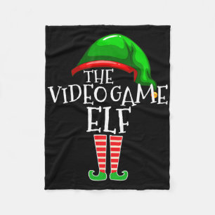 Video Game Elf Group Matching Family Christmas Gif Fleece Blanket