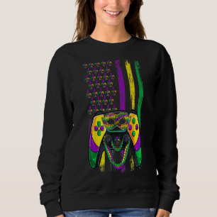 Video Game Flag Beads Kids Mardi Gras, Gamer Boys Sweatshirt