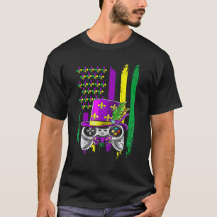 Video Game Flag Beads Kids Mardi Gras  Gamer Boys  T-Shirt