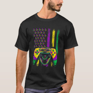 Video Game Flag Beads Kids Mardi Grass Gamer Boys T-Shirt