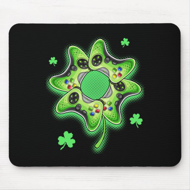 Video Game Four Leaf Clover St. Patrick's Day Game Mouse Pad (Front)
