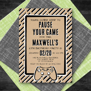 Video Game Funny Birthday Invitation