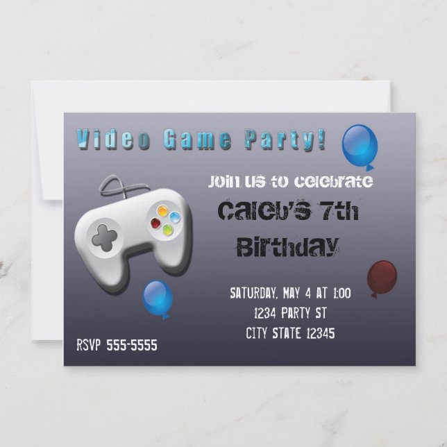 Video Game Gamer Birthday Party Invitation (Front)