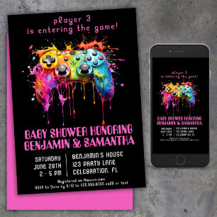 Video Game Gamer Girl Baby Shower Invitation