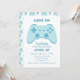 Video Game Gamer Party 10th Boy Birthday Invitation