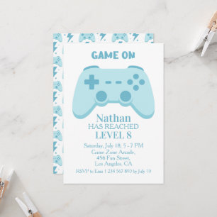 Video Game Gamer Party 8th Boy Birthday Invitation