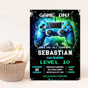 Video Game Gamer Party Birthday Invitation
