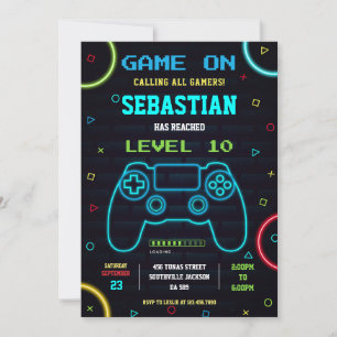 Video Game Gaming Party Gamer Boy Birthday Invitation