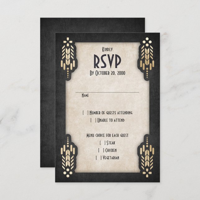 Video Game Geek Black Wedding RSVP Card (Front/Back)