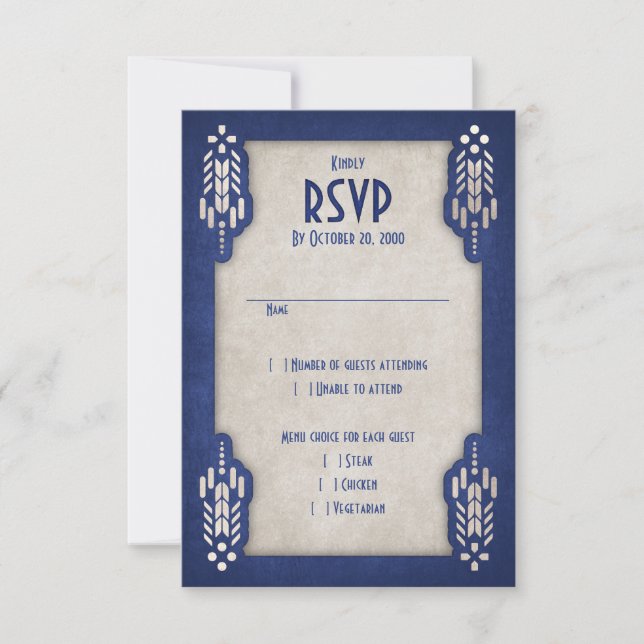 Video Game Geek Blue Wedding RSVP Card (Front)