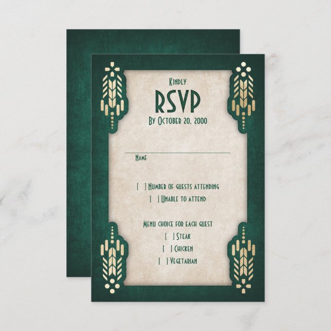 Video Game Geek Green Wedding RSVP Card (Front/Back)
