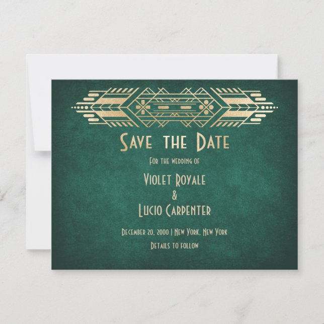 Video Game Geek Green Wedding Save The Date (Front)