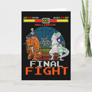Video Game Halloween T-rex Skeleton Mummy - Final  Card