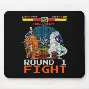 Video Game Halloween T-rex Skeleton Mummy - Round  Mouse Pad