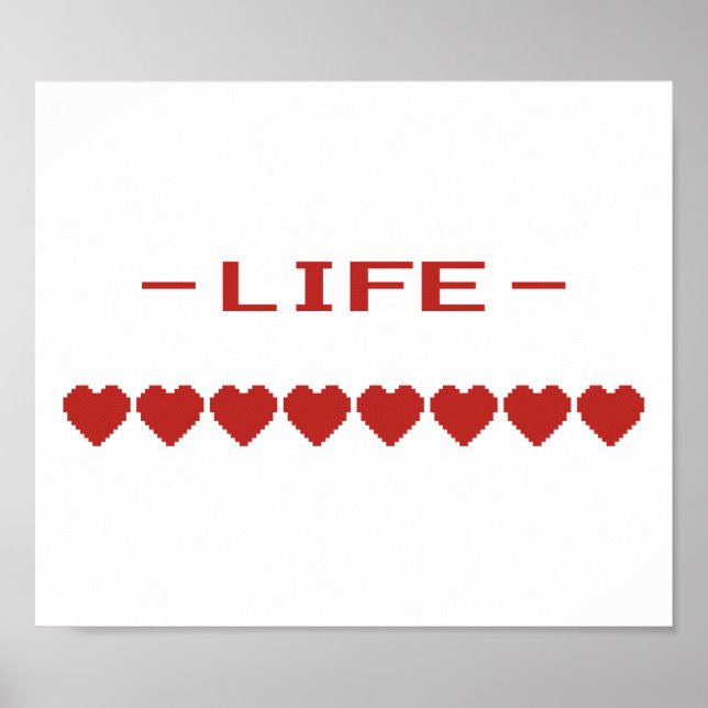 Video Game Heart Life Metre Poster (Front)