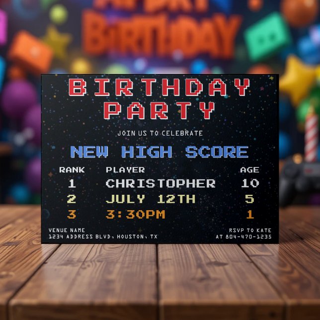 Video Game High Score Retro 10th Birthday Party Invitation (Video Game High Score Retro 10th Birthday Party Invitation
)