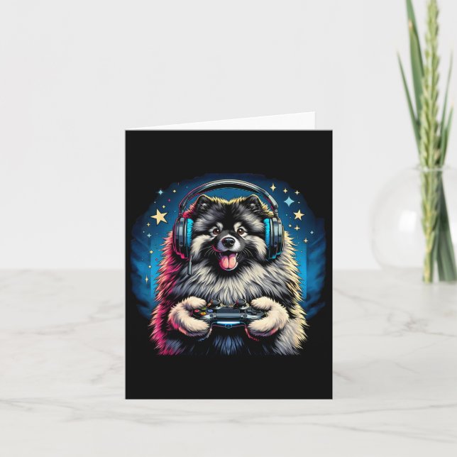 Video Game Keeshond Dog Gaming  Card (Front)