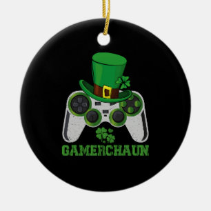 Video Game Leprechaun Boys St Patricks Day Gamer  Ceramic Ornament