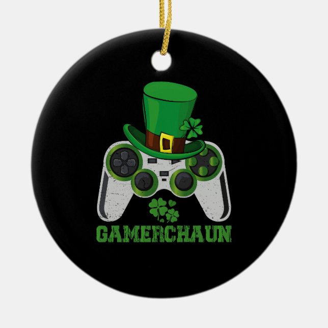 Video Game Leprechaun Boys St Patricks Day Gamer  Ceramic Ornament (Front)