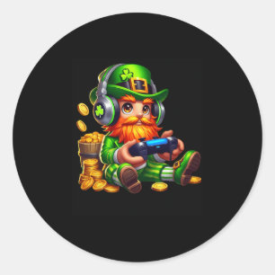 Video Game Leprechaun St Patricks Day Gamer Kids B Classic Round Sticker