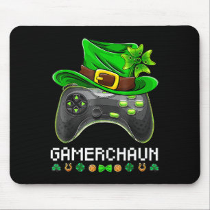 Video Game Leprechaun St Patricks Day Gamer Kids B Mouse Pad