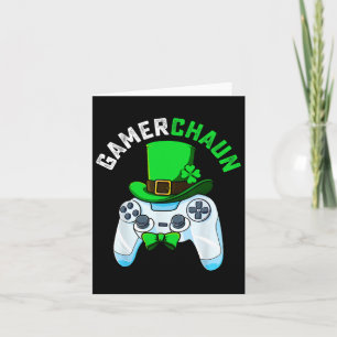 Video Game Leprechaun St Patricks Day Gaming Kids Card