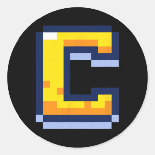 Video Game Letter C Name Initial Monogram Retro 8  Classic Round Sticker