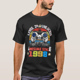 Video Game Level 24 Unlocked Vintage 1998 Boy 24Th T-Shirt