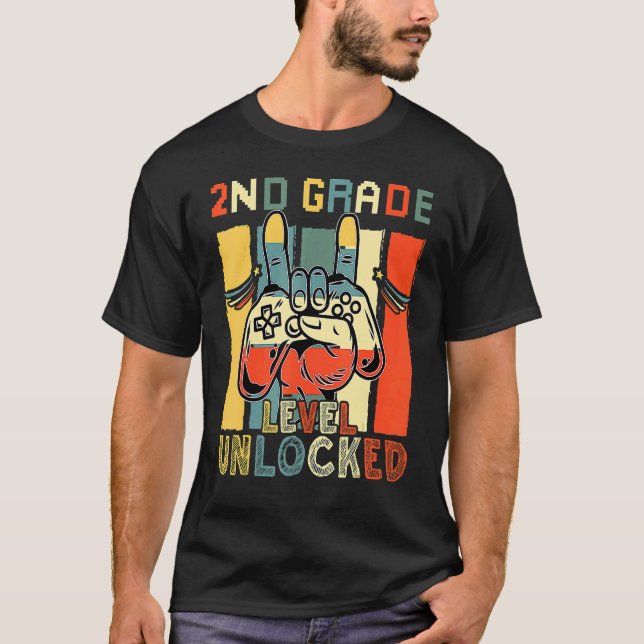 Video Game Level Unlocked Game On 2nd Grade Back T T-Shirt (Front)