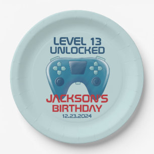 Video Game Level Unlocked Teen Boy Birthday Party Paper Plate