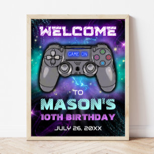 Video Game Level Up Birthday Party Welcome Sign