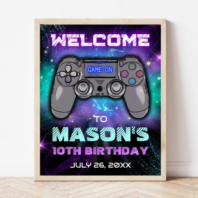 Video Game Level Up Birthday Party Welcome Sign (Creator Uploaded)