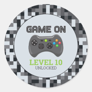 Video Game Level Up Controller Birthday Party Classic Round Sticker