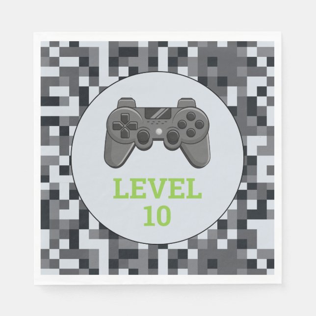 Video Game Level Up Controller Birthday Party Napkin (Front)