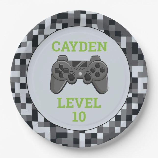 Video Game Level Up Controller Birthday Party  Pap Paper Plate (Front)