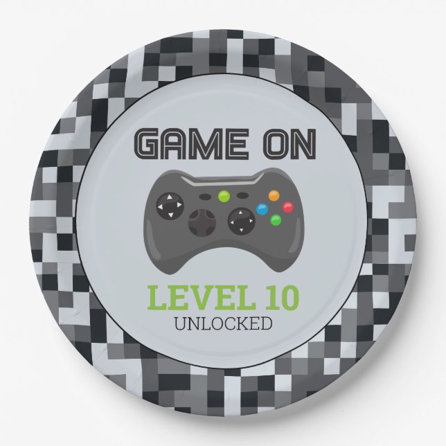 Video Game Level Up Controller Birthday Party  Pap Paper Plate (Front)