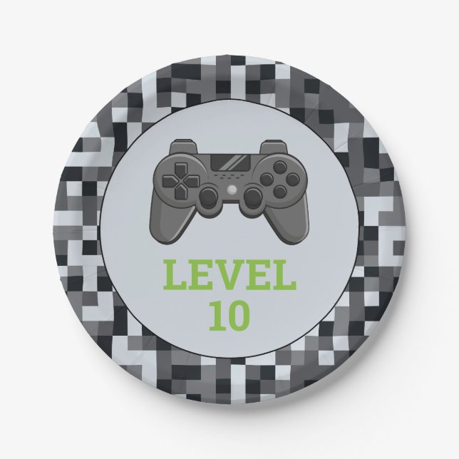 Video Game Level Up Controller Birthday Party  Paper Plate (Front)