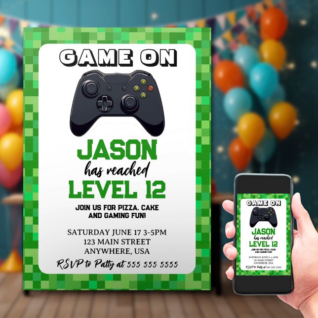 Video Game Level up Gamer Birthday Invitation (Creator Uploaded)