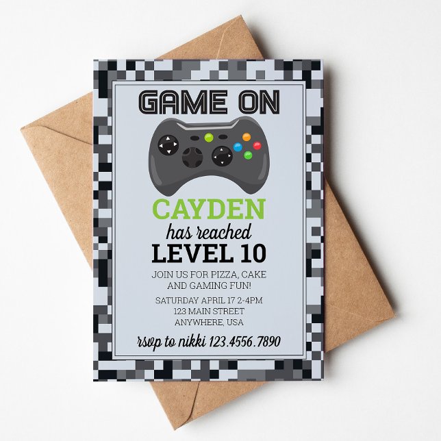 Video Game Level up Gamer Birthday Invite (Creator Uploaded)