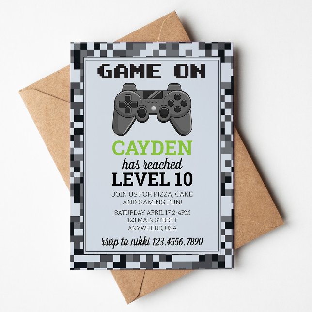 Video Game Level up Gamer Birthday Invite (Creator Uploaded)