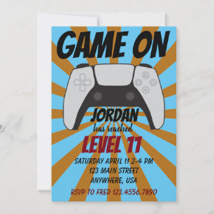 Video Game Level up Gamer Birthday Invite