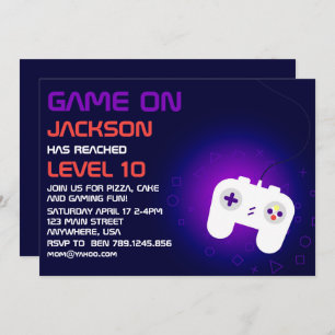 Video Game Level up Gamer Birthday Party Invitation