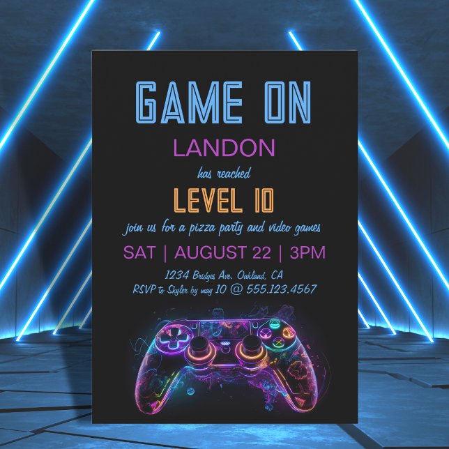 Video Game Level Up Gamer Birthday Party Invite (Creator Uploaded)
