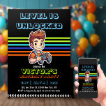 Video Game Level up Gamer Boy Birthday   Invitation<br><div class="desc">Video Game Level up Gamer Neon Birthday Invitation Crafted with precision and attention to detail, our invitations feature sleek graphics, vivid colours, and iconic symbols that resonate with gamers of all ages. Whether you're hosting a gaming night, birthday bash, or a milestone celebration, our video game-themed invitations set the tone...</div>