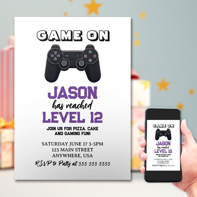 Video Game Level up Minimalist Birthday Invitation (Creator Uploaded)